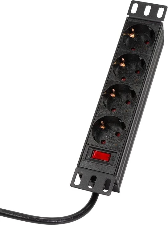 LogiLink LogiLink Kištukų lizdų blokas 4 vietų su jungikliu, 10'' (1HE), 2 m
