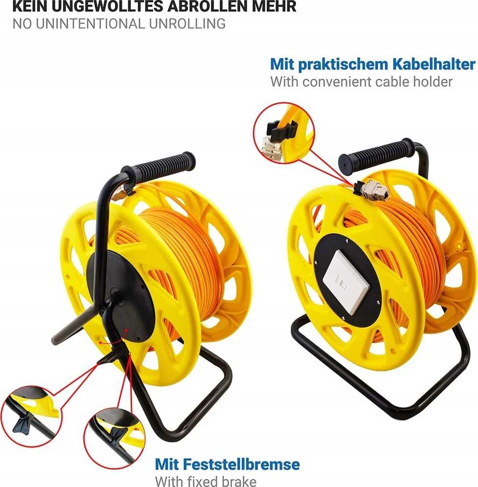 LogiLink LogiLink 500 MHz tinklo kabelis ant būgno, Cat6A 60M, oranžinis