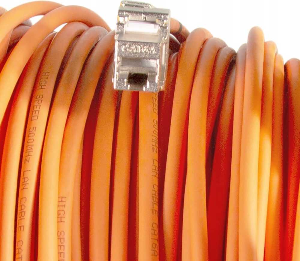 LogiLink LogiLink 500 MHz tinklo kabelis ant būgno, Cat6A 60M, oranžinis