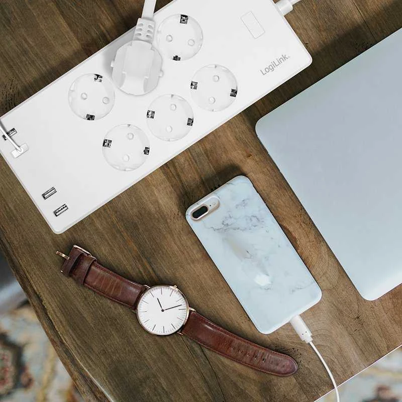 LogiLink 6 gniazd Wi-Fi smart 1.8m balta