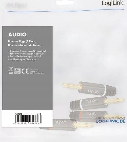 LogiLink audio, bananų kištukų rinkinys