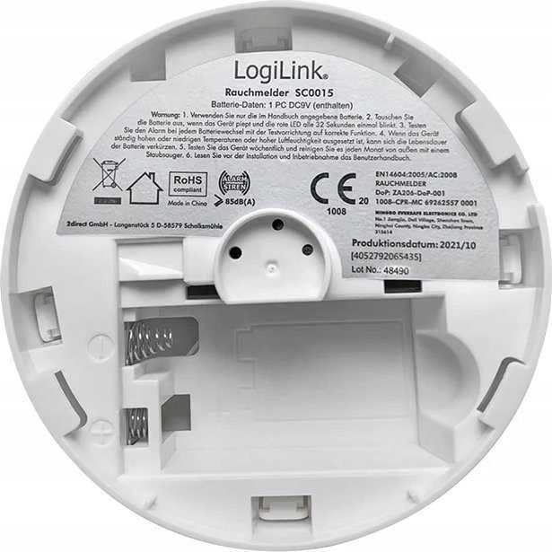 LogiLink LogiLink Dūmų detektorius austauschbare 9V Batterie baltas