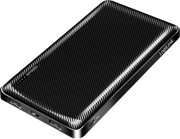 LogiLink Logilink Power bankas, ličio polimero, 2x USB-A, USB-C | PA0316 | 10000 mAh | Juoda