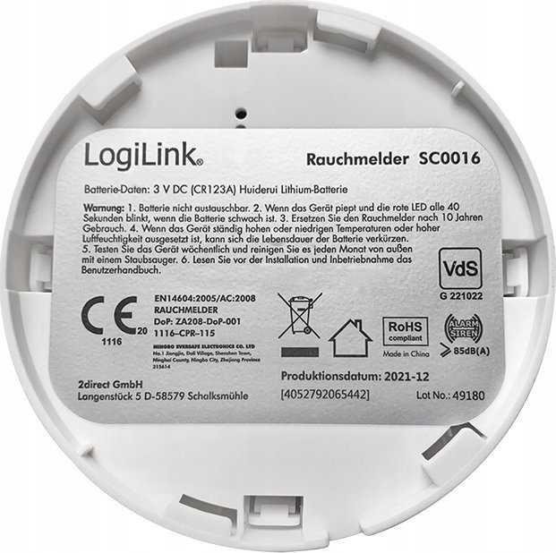 LogiLink LogiLink SC0016 dūmų detektorius Fotoelektriniai atšvaito jutikliai Belaidis