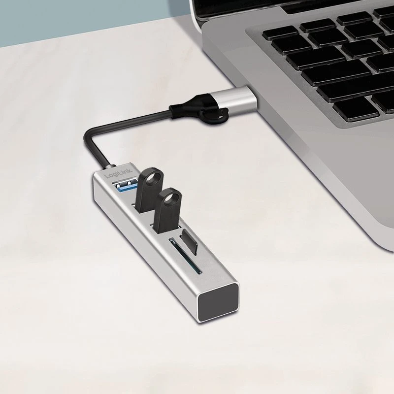 LogiLink Hub 3xusb3.0 su atminties kortelių skaitytuvu pamięci