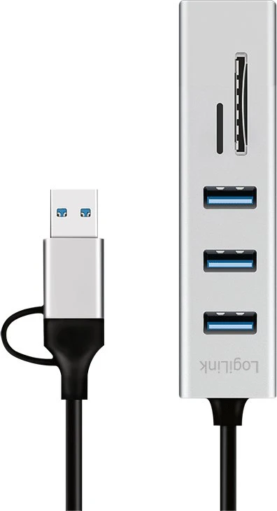 LogiLink Hub 3xusb3.0 su atminties kortelių skaitytuvu pamięci