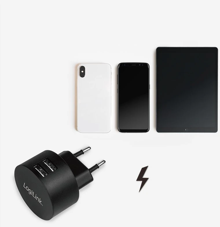 Logilink USB lizdo adapteris 2 prievadų, 10,5 W, greitas įkrovimas, juodas
