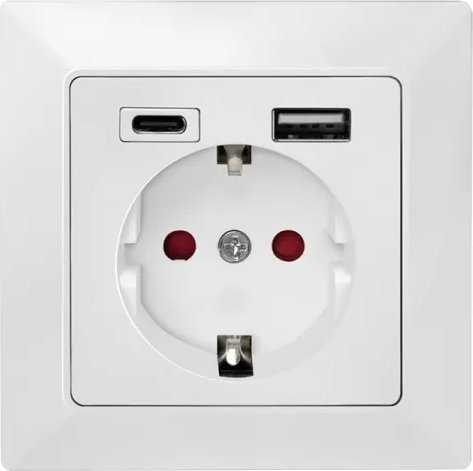 LogiLink LogiLink PA0262 elektros lizdas CEE 7/3 + USB Baltas