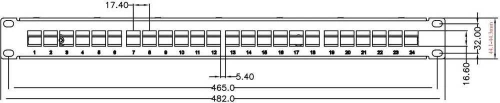 LOGILINK NK4041 LOGILINK- Keystone Panel for 24 Keystone Jacks / Coupler, ekranuotas, pilkas
