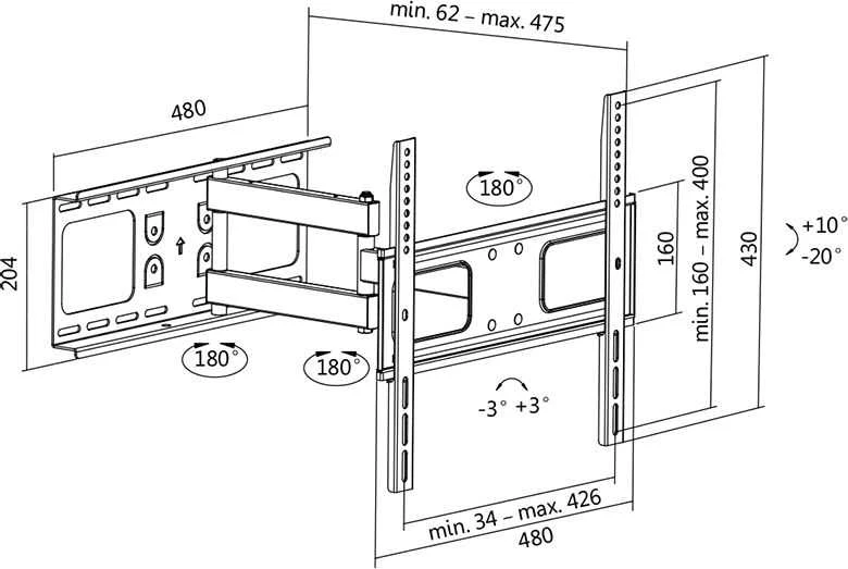 LOGILINK BP0015 LOGILINK - televizoriaus sieninis laikiklis, 32-55, maks. 50 kg