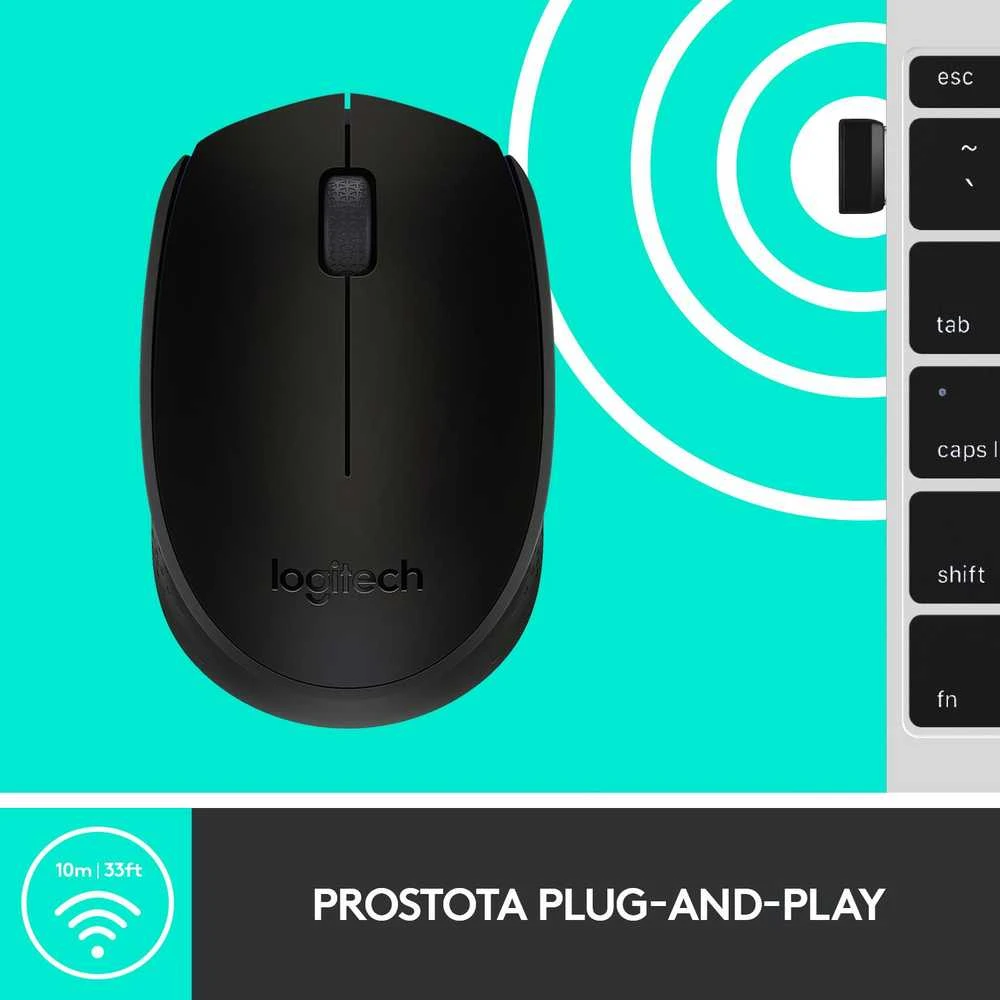 Belaidė pelė Logitech B170, Juoda