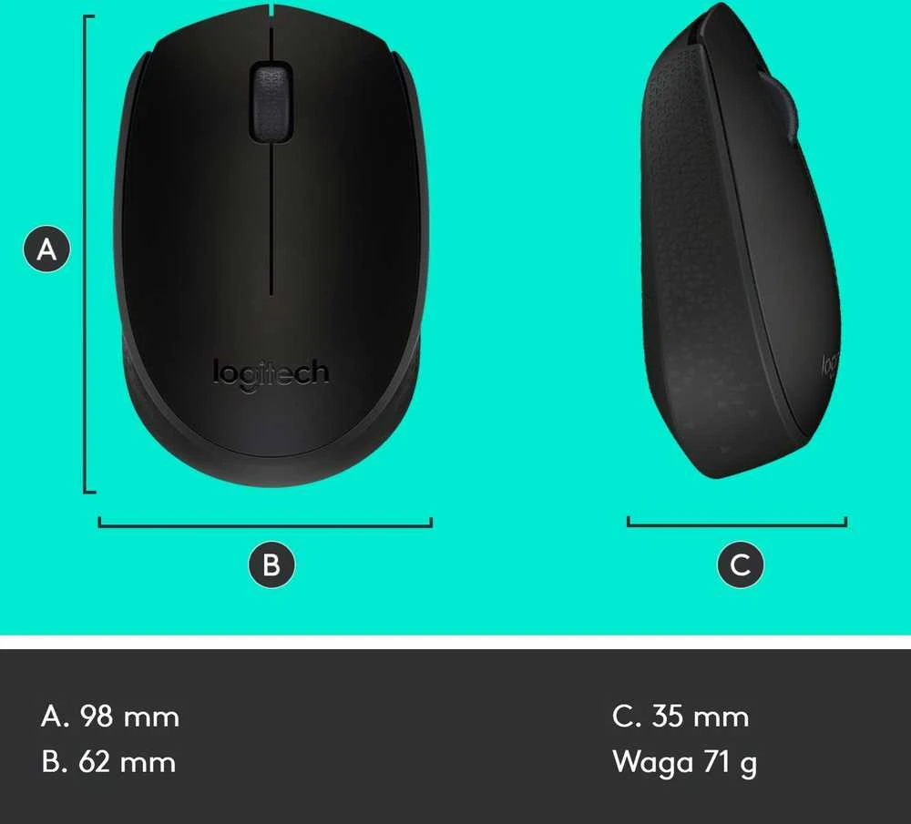 Belaidė pelė Logitech B170, Juoda