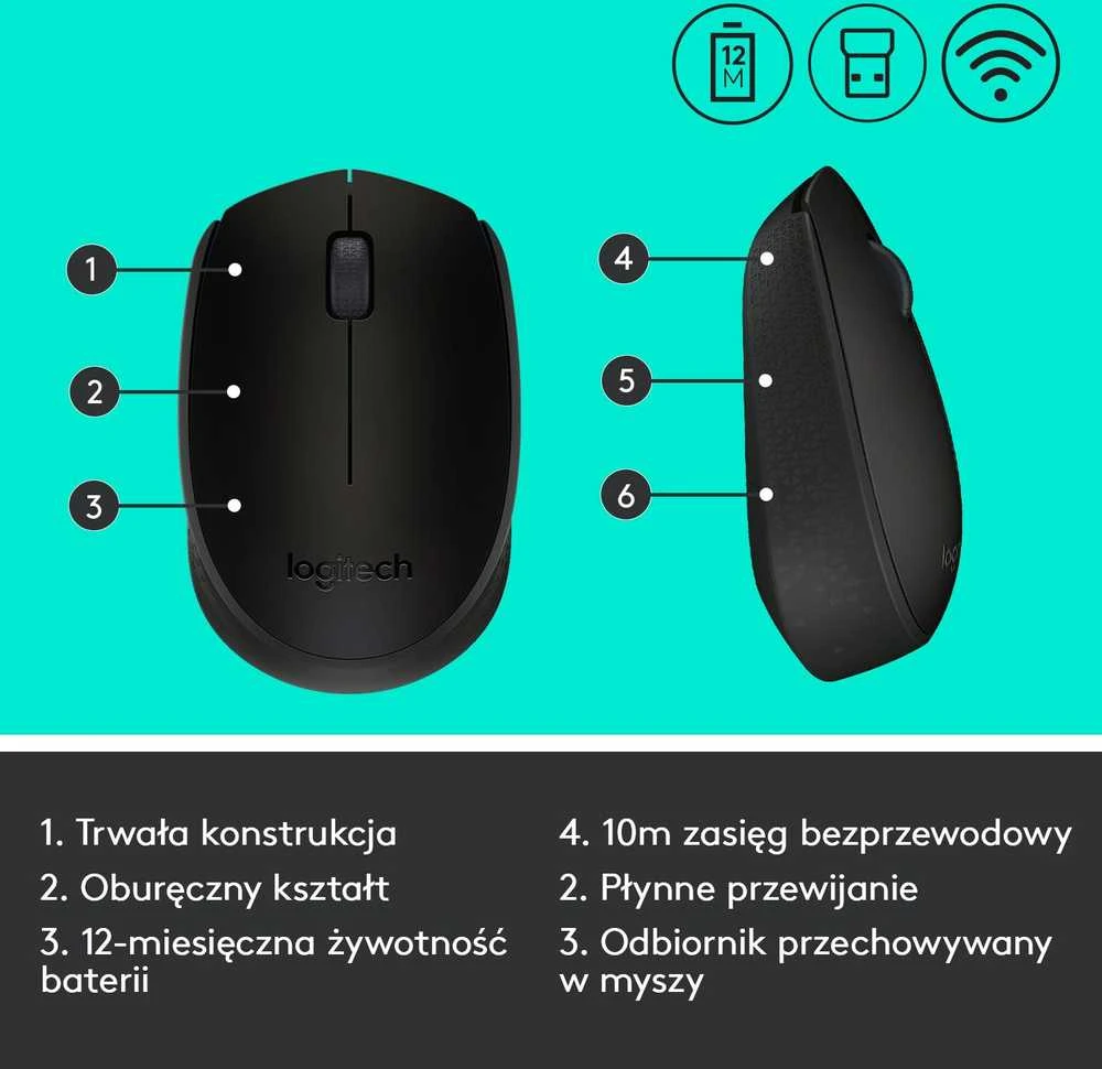 Belaidė pelė Logitech B170, Juoda