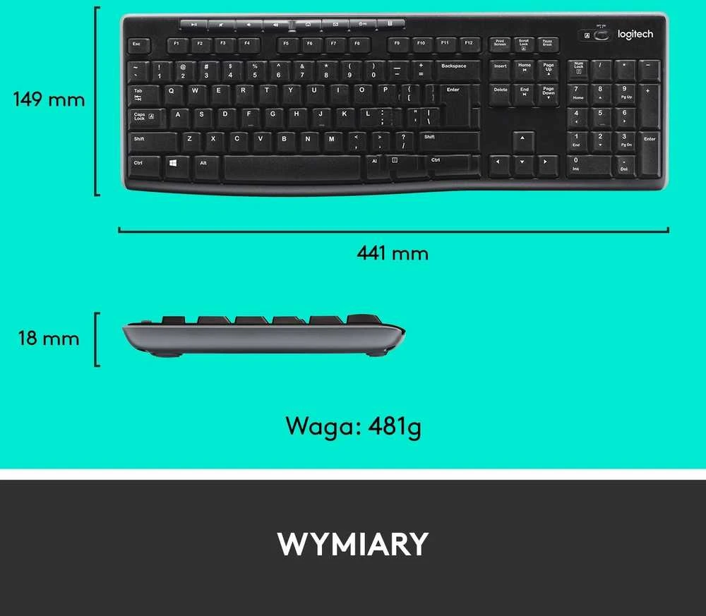 Belaidis klaviatūros ir pelės rinkinys Logitech MK270, QWERTY išdėstymas
