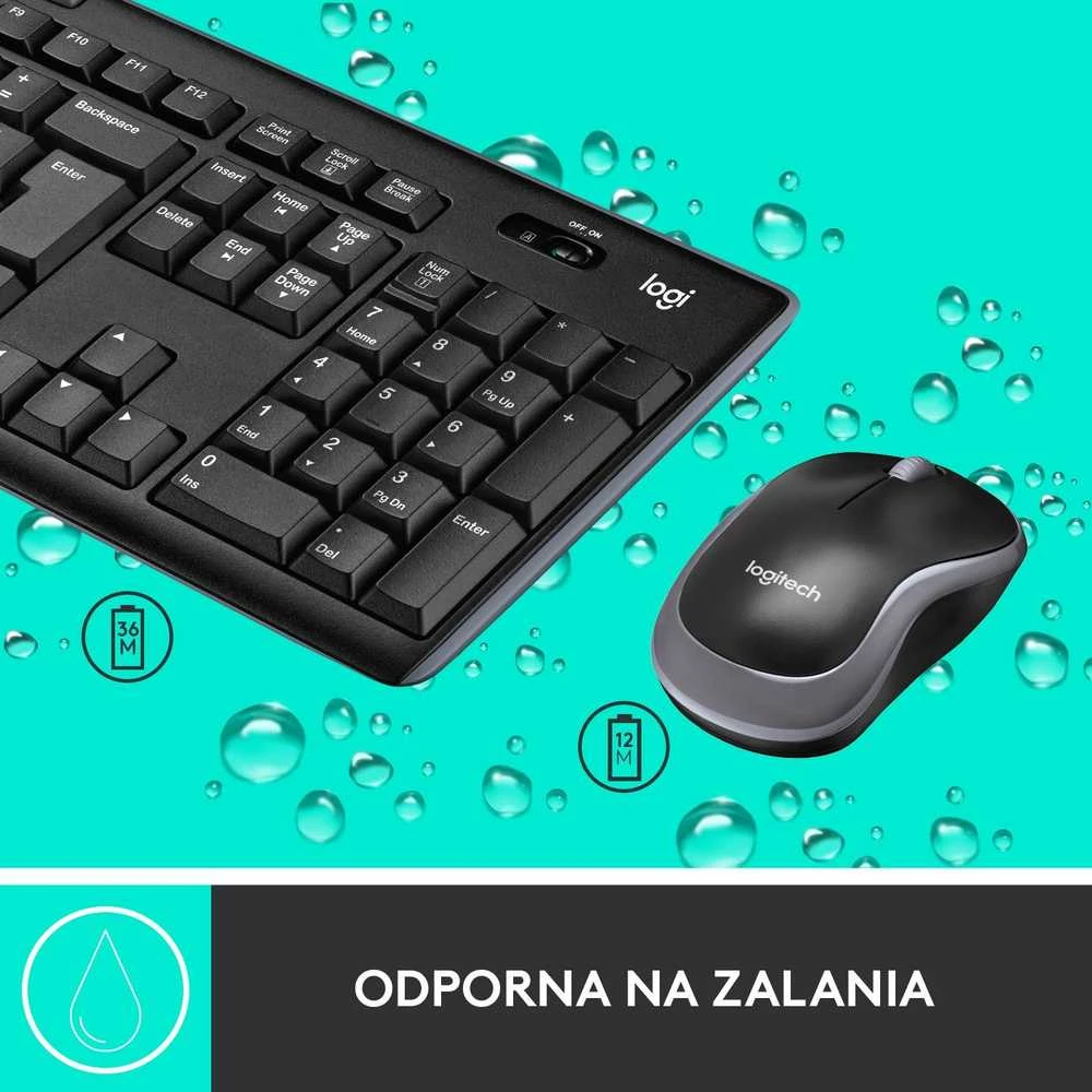 Belaidis klaviatūros ir pelės rinkinys Logitech MK270, QWERTY išdėstymas