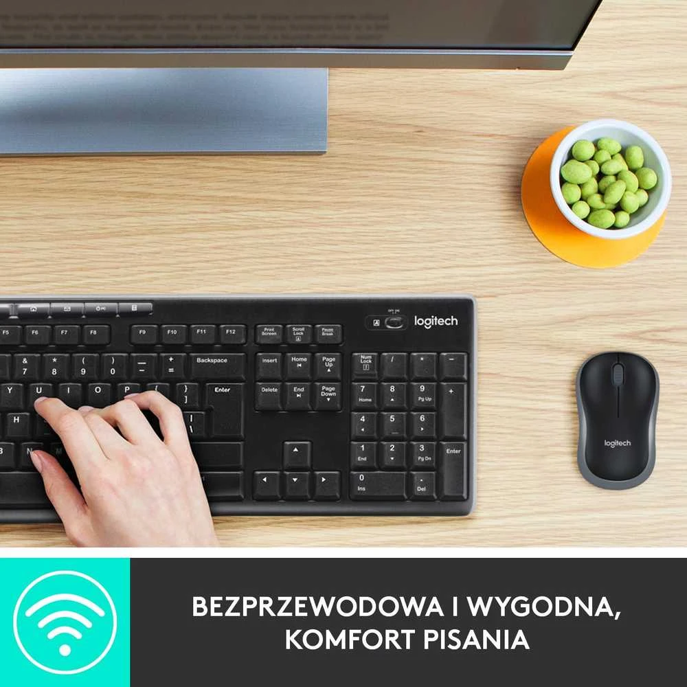Belaidis klaviatūros ir pelės rinkinys Logitech MK270, QWERTY išdėstymas