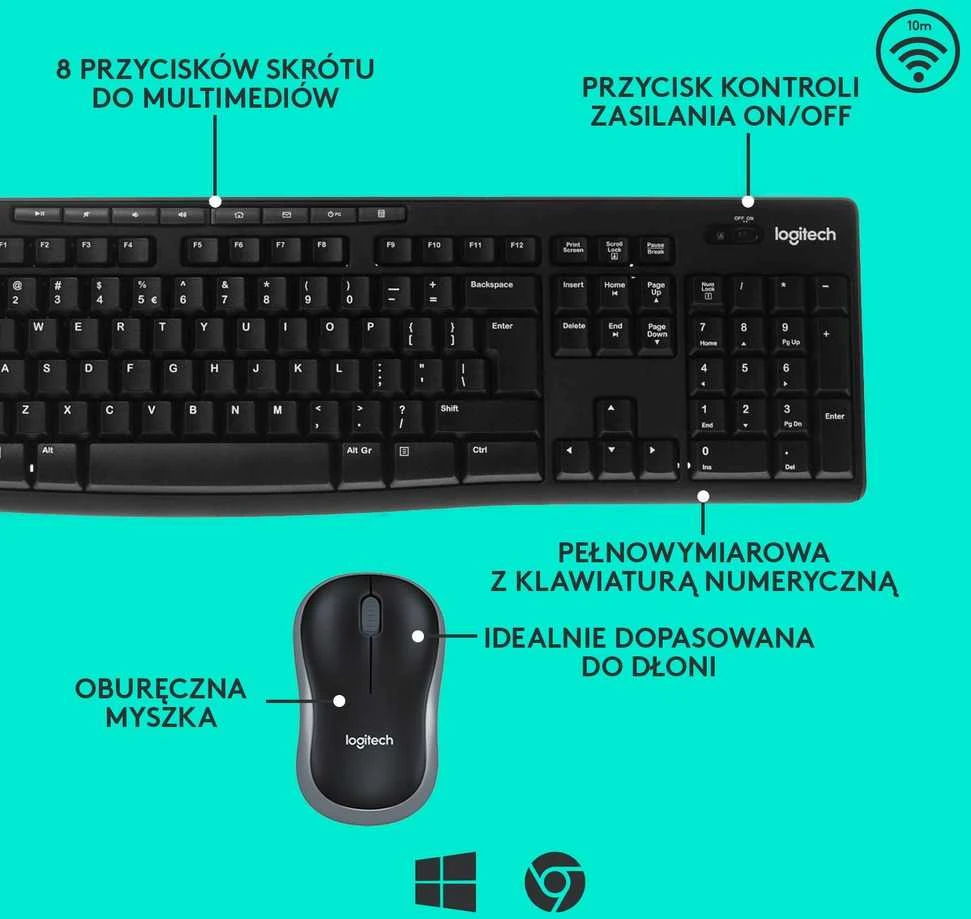 Belaidis klaviatūros ir pelės rinkinys Logitech MK270, QWERTY išdėstymas