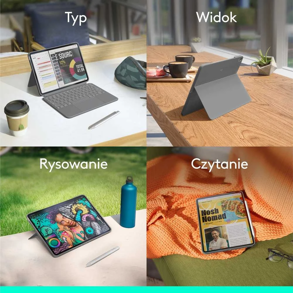 „Logitech Combo Touch“ klaviatūra, skirta „iPad Air 11“ (M2 ir M3), „Oxford Pilka“, JAV