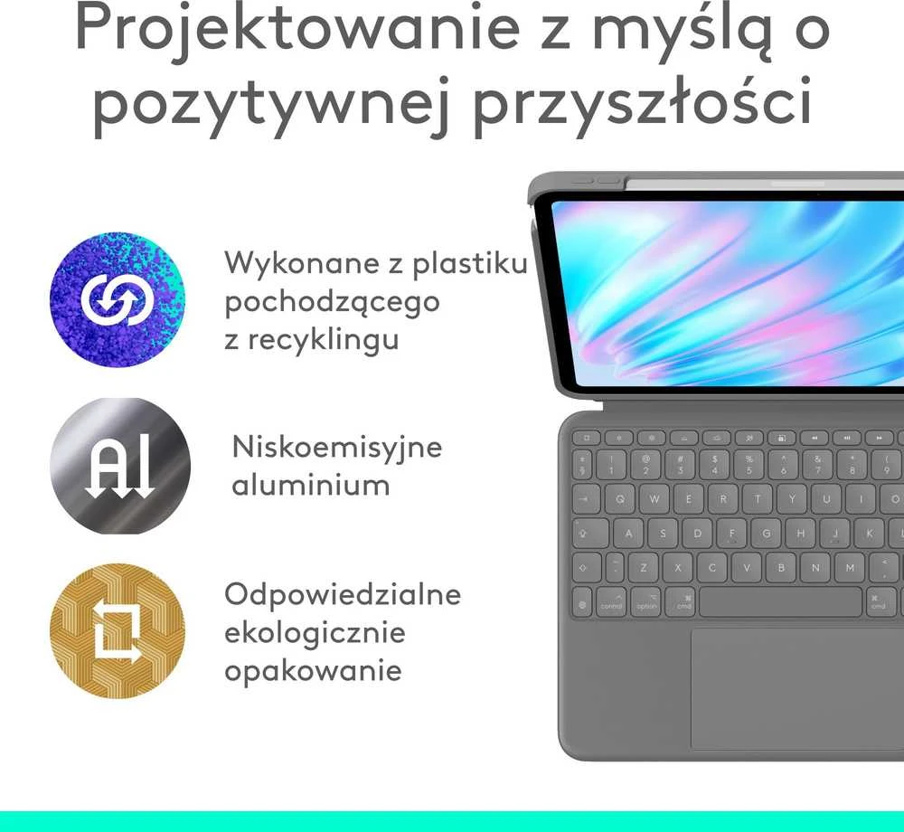 „Logitech Combo Touch“ klaviatūra, skirta „iPad Air 11“ (M2 ir M3), „Oxford Pilka“, JAV