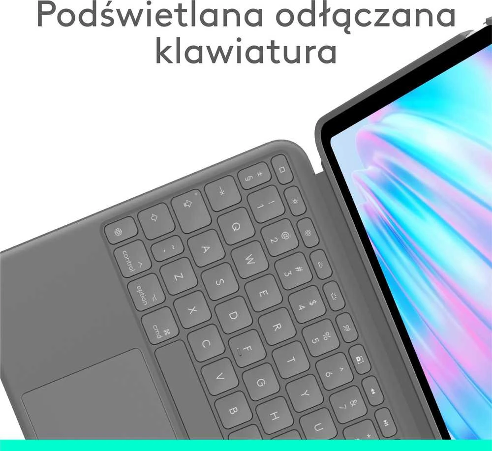 „Logitech Combo Touch“ klaviatūra, skirta „iPad Air 11“ (M2 ir M3), „Oxford Pilka“, JAV