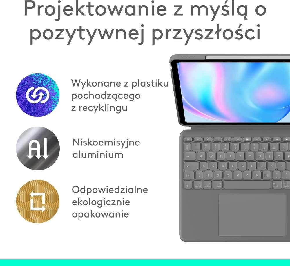 „Logitech Combo Touch“, skirtas „iPad Air 13“ (M2 ir M3), pilka (JAV)