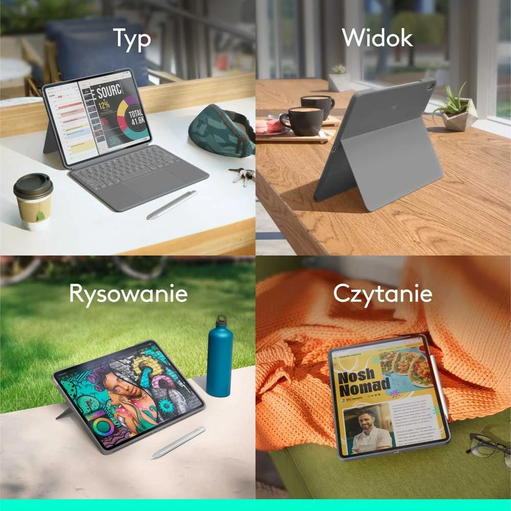 „Logitech Combo Touch“, skirtas „iPad Air 13“ (M2 ir M3), pilka (JAV)