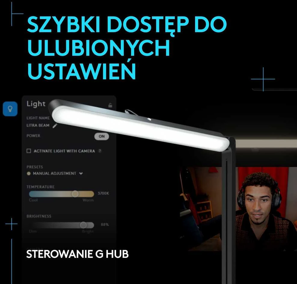 Objektyvas LOGITECH G Litra Beam Premium LED srautinis raktų apšvietimas su TrueSoft GRAPHITE BT