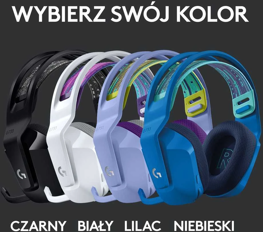 Belaidės ausinės Logitech G733, LIGHTSPEED, RGB, Baltos spalvos