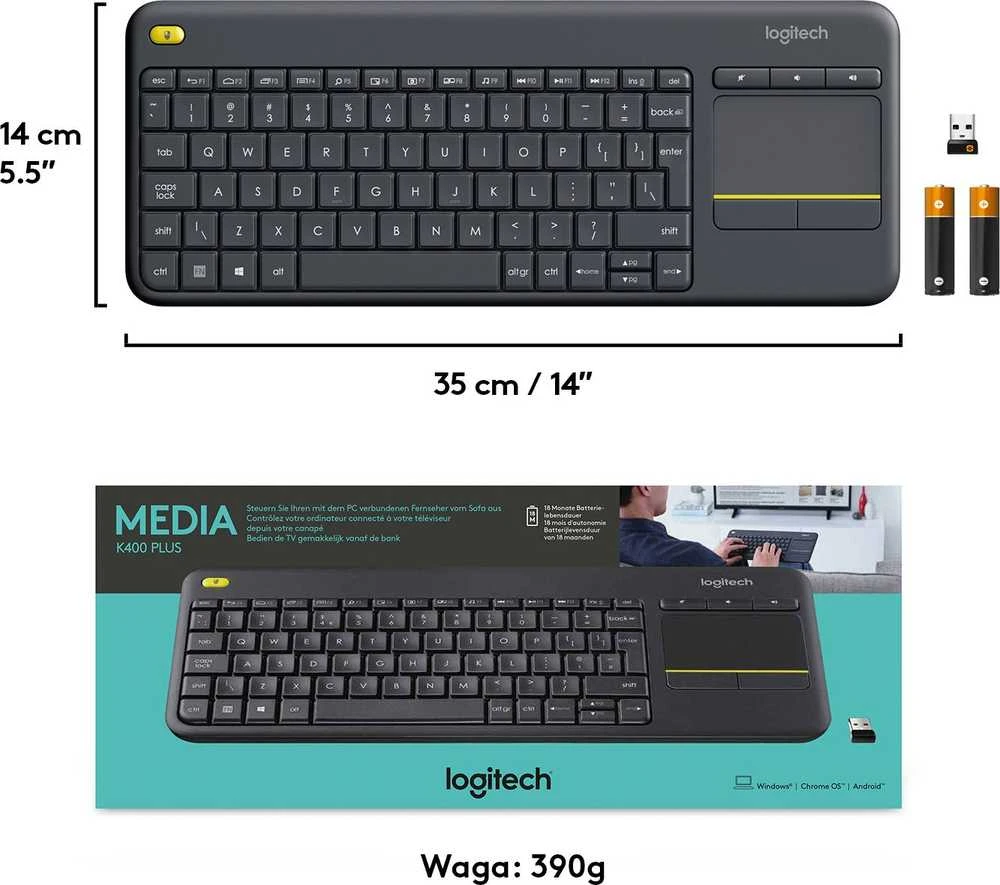 Belaidė klaviatūra Logitech K400 Plus, juoda