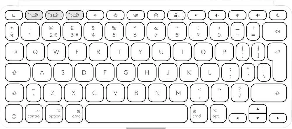 Klaviatūra „Logitech Keys To Go 2“, skirti „iPad“ planšetiniams kompiuteriams. Jasnoszary.