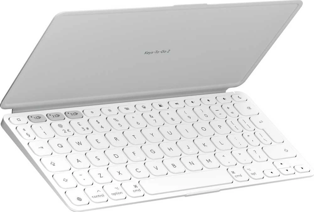 Klaviatūra „Logitech Keys To Go 2“, skirti „iPad“ planšetiniams kompiuteriams. Jasnoszary.