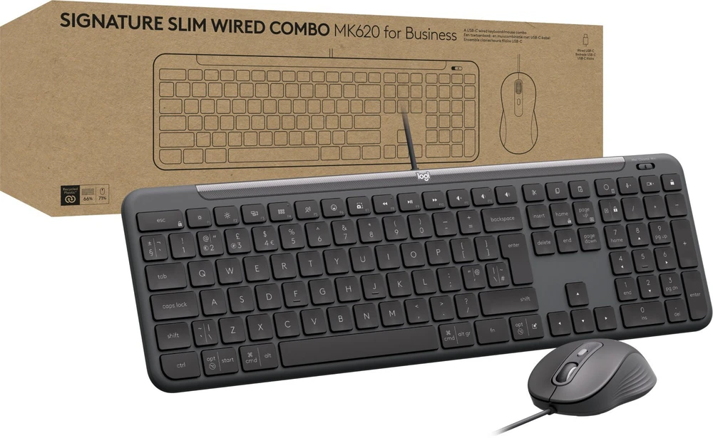 Klaviatūra LOGITECH Signature Slim MK620 su laidu Combo verslui - GRAPHITE - US INT'L - USB - N/A - INTNL-973 - USB-C