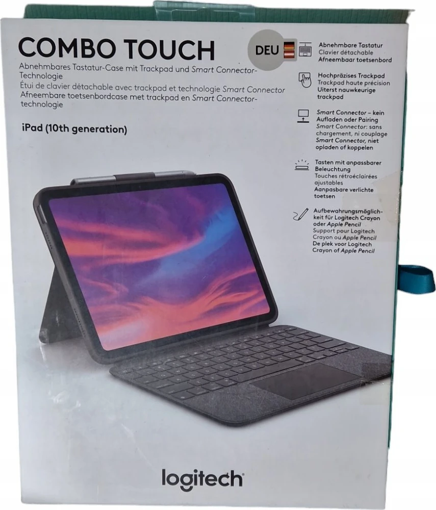 Logitech „COMBO TOUCH“ KIŠENINIS KIŠENINIS „IPAD“ (10 KARTOS) – „OXFORD Pilkas“ – DEU – CENTRAL
