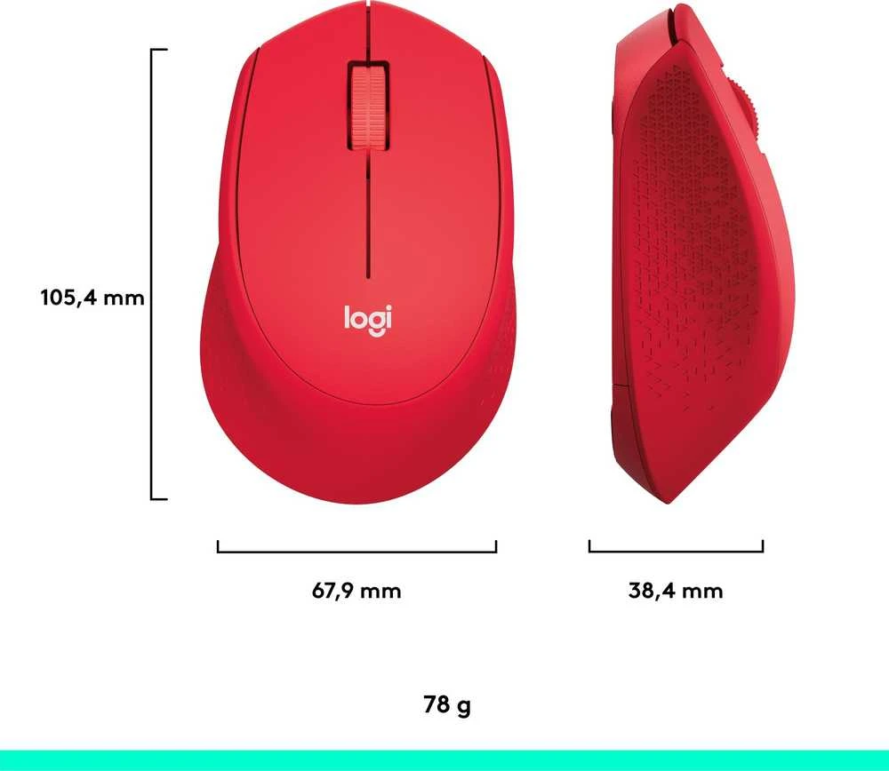 Belaidė pelė Logitech M330 Silent Plus, raudona