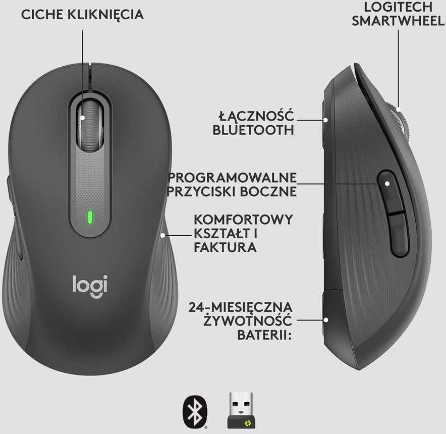Belaidė pelė Logitech Signature M650 L, grafito spalvos