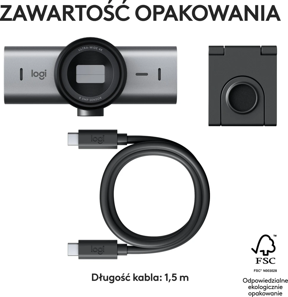 Logitech MX Brio 4K Ultra HD internetinė kamera, spalva: grafito (960-001559)