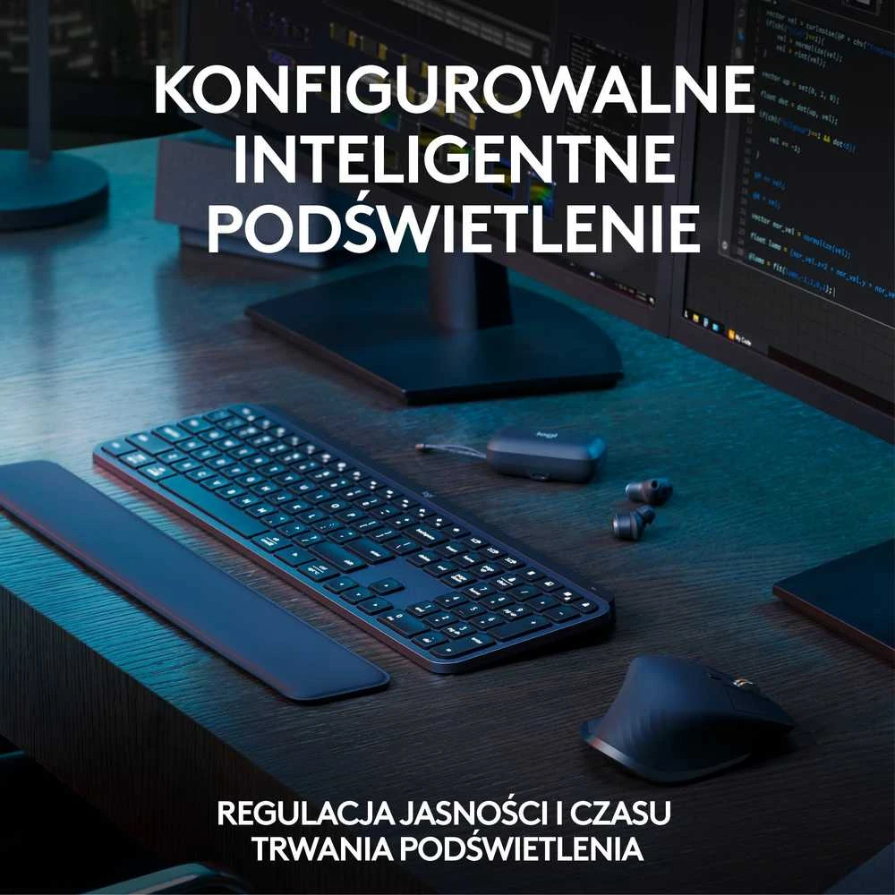 Belaidė klaviatūra ir pelė + Atrama riešui Logitech MX Keys S Combo, Graphite