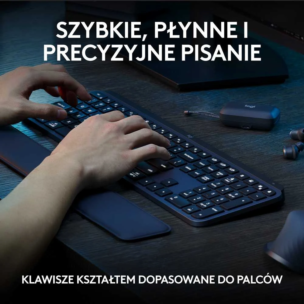 Belaidė klaviatūra ir pelė + Atrama riešui Logitech MX Keys S Combo, Graphite