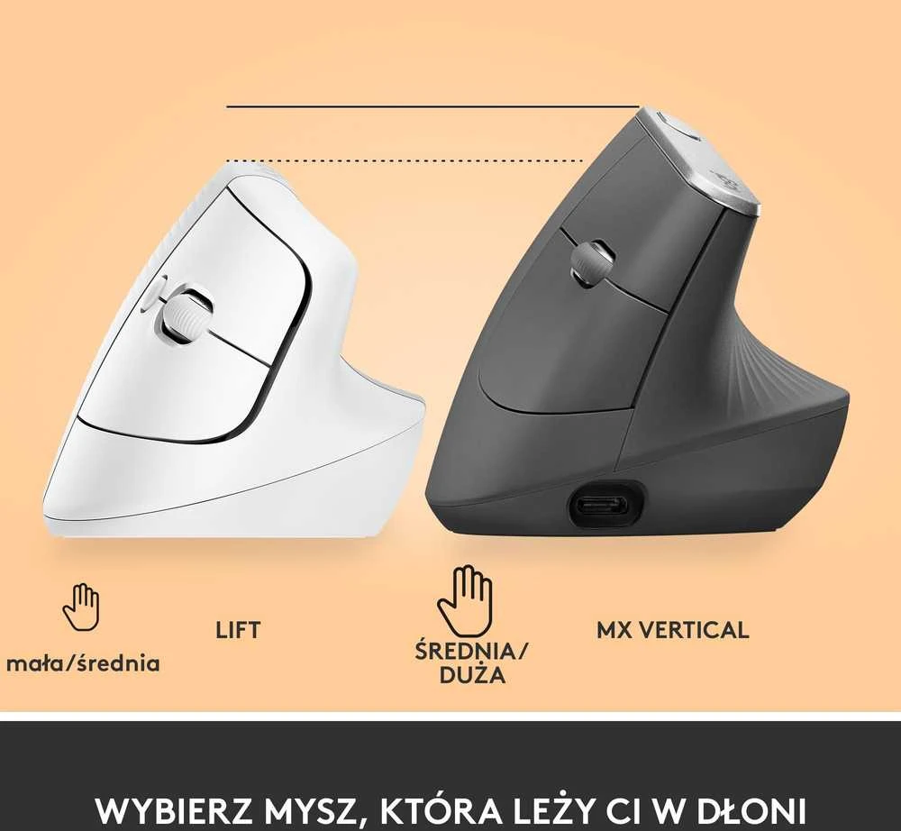 Pelė Logitech Lift, Baltos spalvos