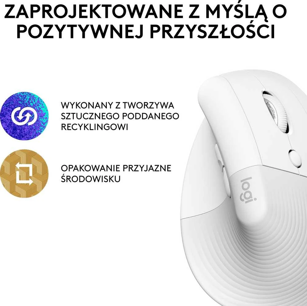 Pelė Logitech Lift, Baltos spalvos
