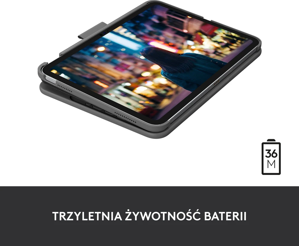 Logitech Slim Folio klaviatūros dėklas iPad, Pilkos spalvos