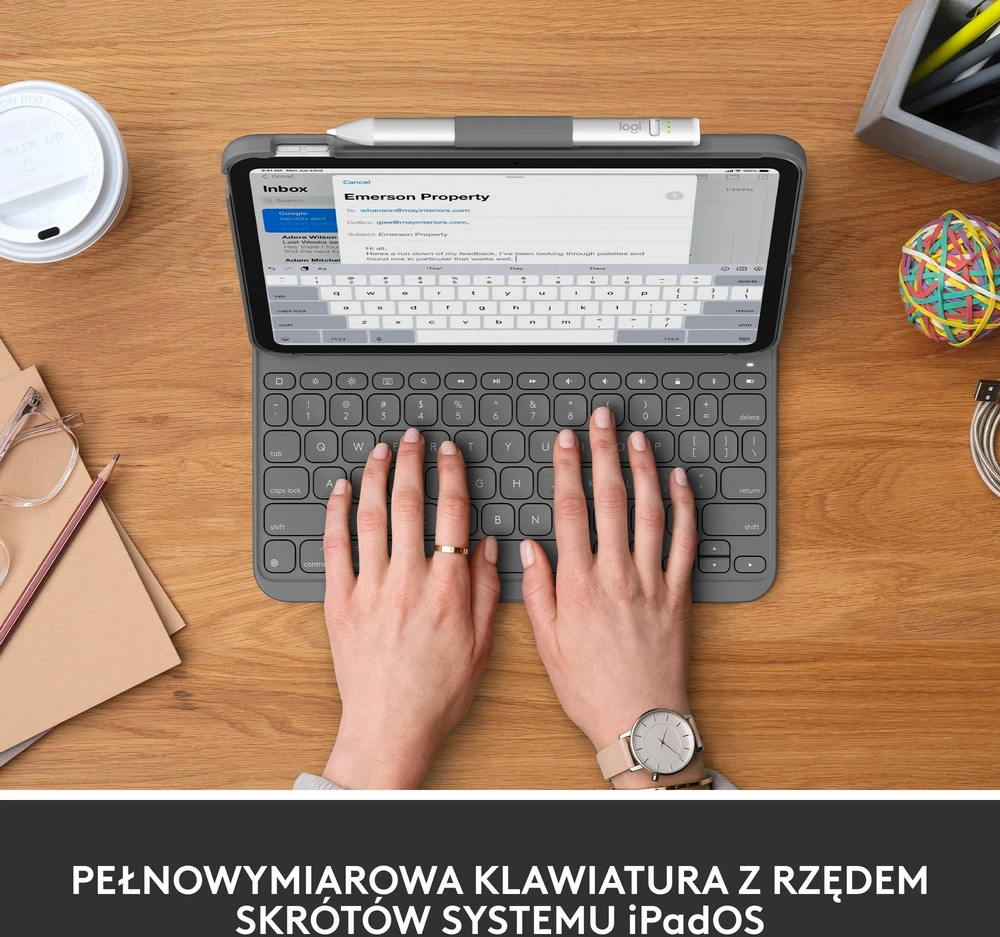 Logitech Slim Folio klaviatūros dėklas iPad, Pilkos spalvos