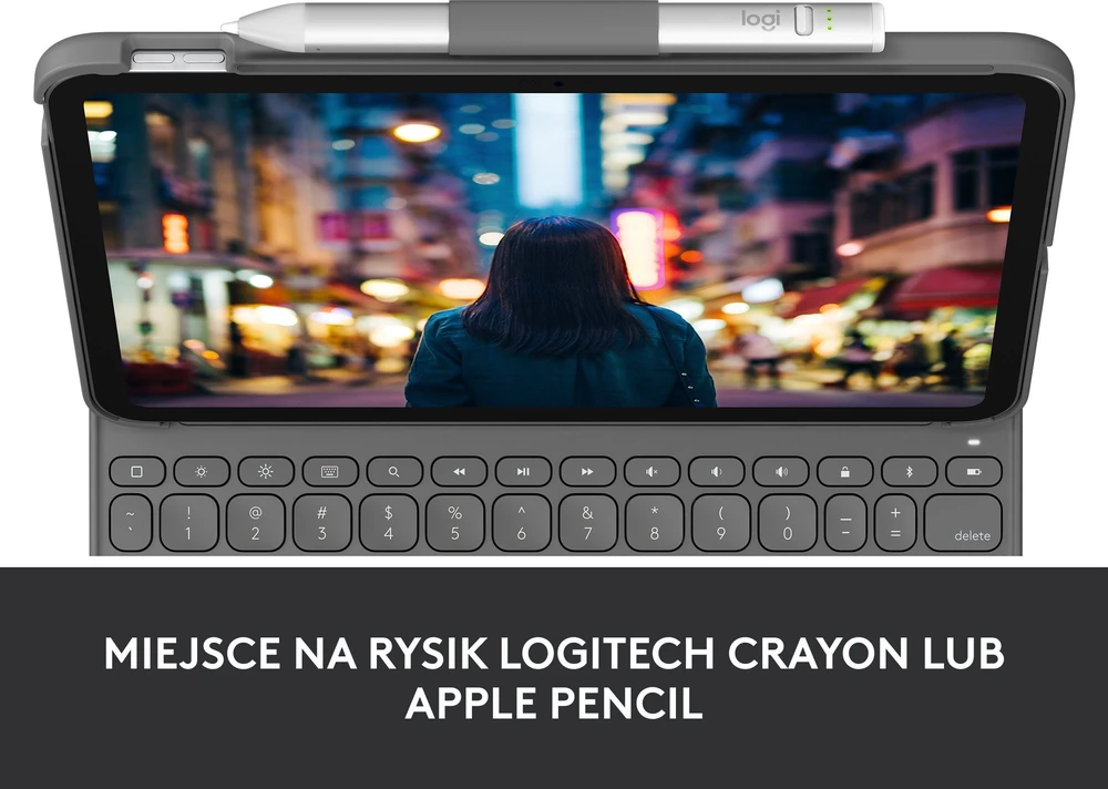 Logitech Slim Folio klaviatūros dėklas iPad, Pilkos spalvos