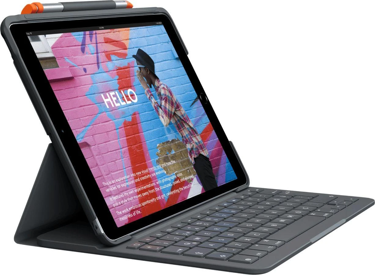 Logitech Slim Folio QWERTZ Vokiečių Grafitas „Bluetooth“