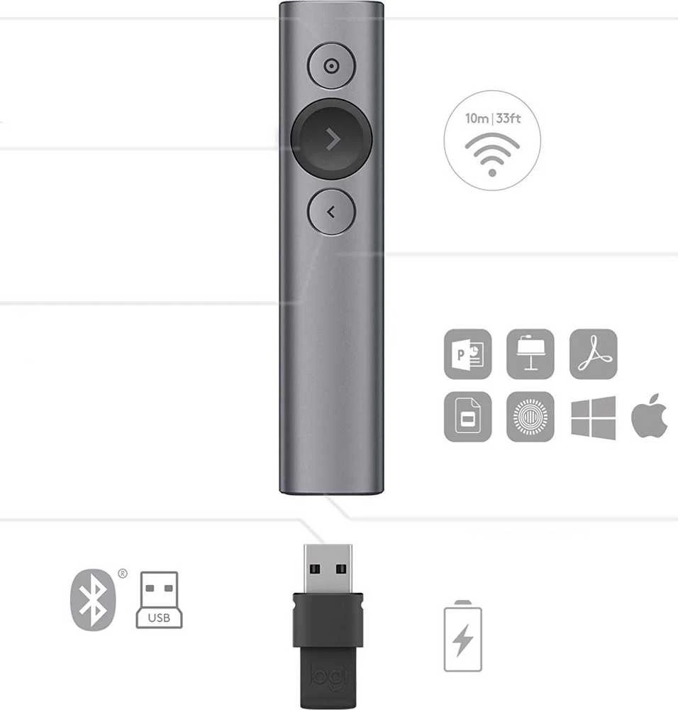 „Logitech Spotlight“ pristatymo nuotolinio valdymo pultas Pilka (910-004861)