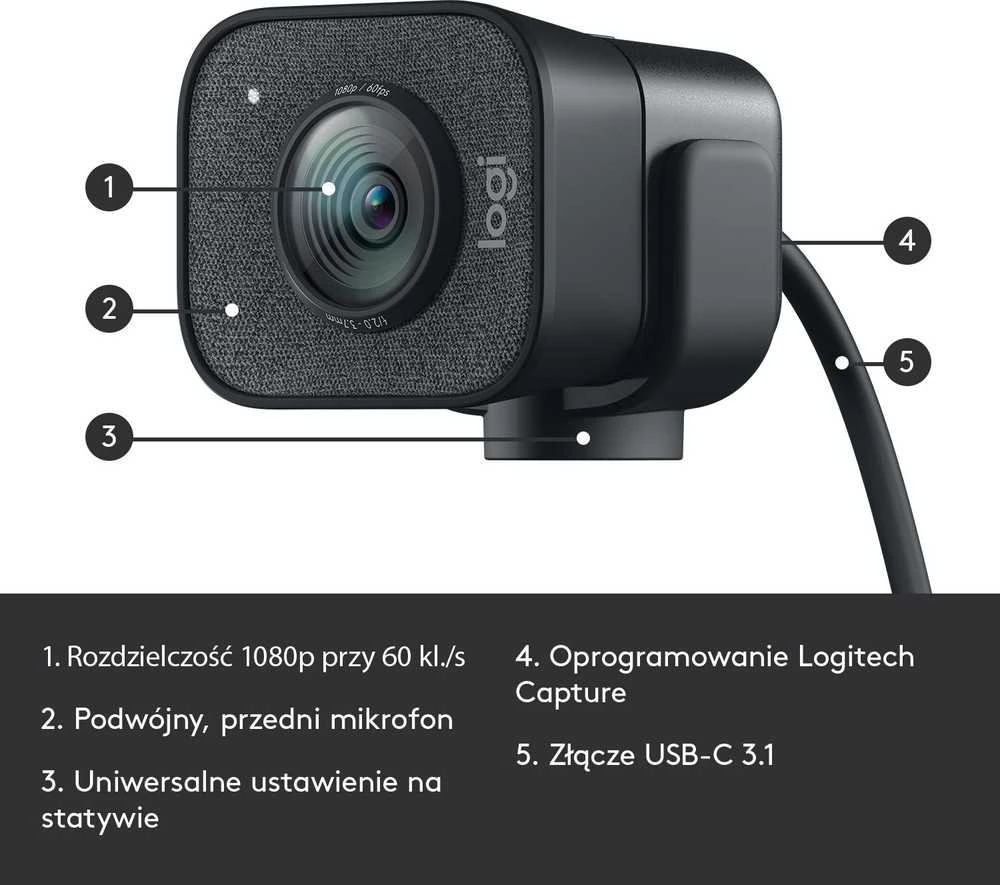 Internetinė kamera Logitech StreamCam FHD 1920 x 1080 pikseliai USB 3.2 Gen 1 (3.1 Gen 1) Juoda