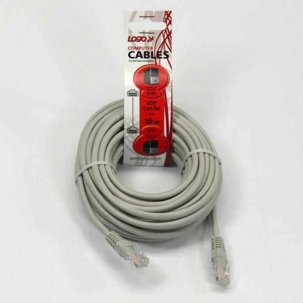 LAN UTP patchcord kabelis, Cat.5e, RJ45 M - RJ45 M, 10 m, neekranuotas, rutulinis, Logo LOGO krepšys
