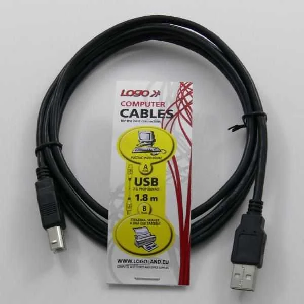 USB kabelis su logotipu (2.0), USB A M - USB B (M), 1.8m, EOL