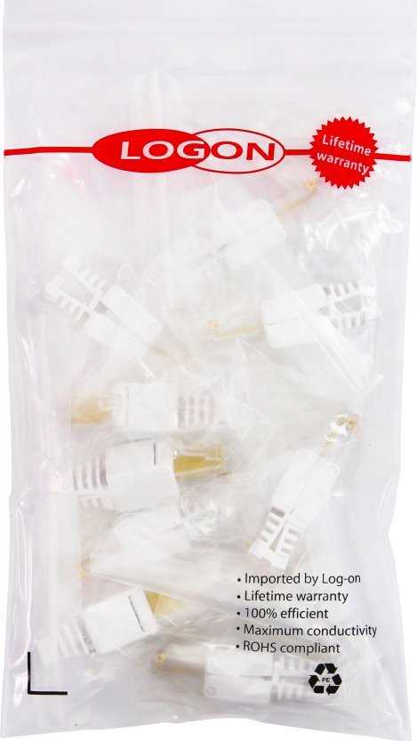 LOGON TWP8P8TP wtyczka RJ-45 Permatomas, Baltas, Geltonas