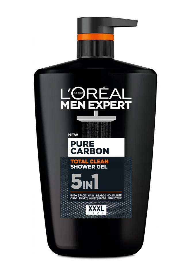 L'Oreal „Men Expert Pure Carbon Total Clean“ 5 viename dušo želė, 1000 ml